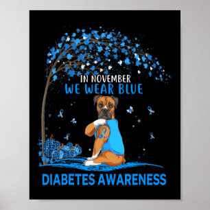 I november Bära Blue Boxer Tattoo Hund Diabetes Poster