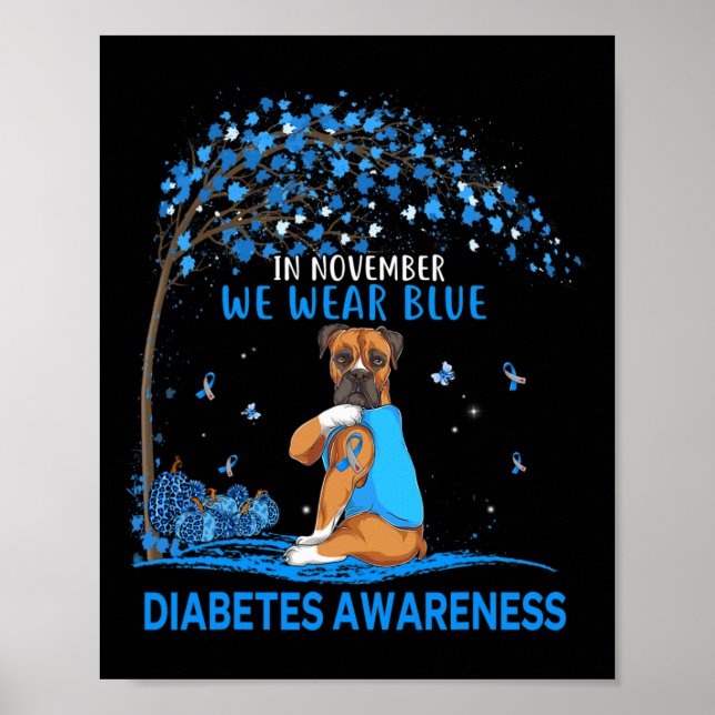 I november Bära Blue Boxer Tattoo Hund Diabetes Poster (Framsidan)