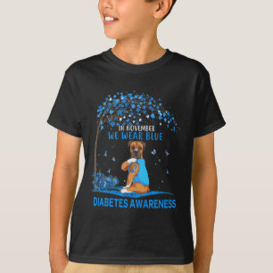 I november Bära Blue Boxer Tattoo Hund Diabetes T Shirt