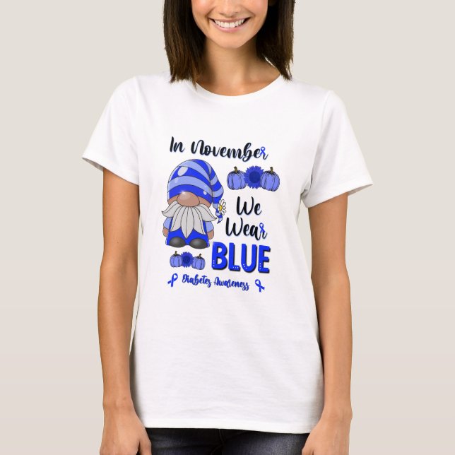 I november Bära Blue: Medvetenhet om Gnome Diabete T Shirt (Framsida)