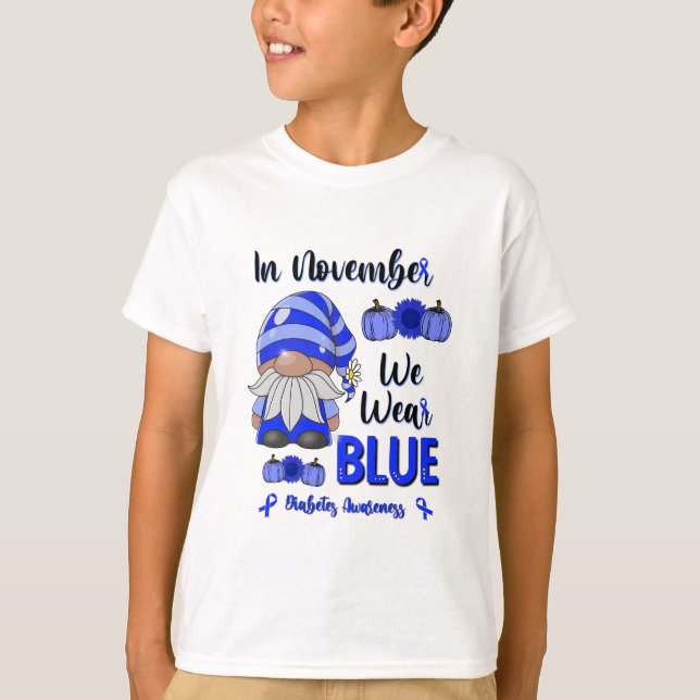 I november Bära Blue: Medvetenhet om Gnome Diabete T Shirt (Framsida)