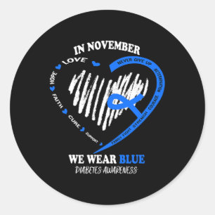I november Bära Blue Messy Bun Diabetes Awaren Runt Klistermärke