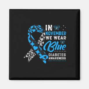 I november Bära Blue Ribbon T1D T2D Diabetes A Magnet