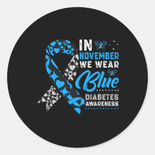 I november Bära Blue Ribbon T1D T2D Diabetes A Runt Klistermärke
