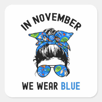 I november Bära Blue, Världsdiabetesdagen Squar Fyrkantigt Klistermärke