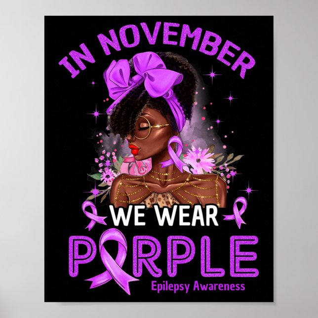 I november Bära Lila Black Women Epilepsy Aw Poster (Framsidan)