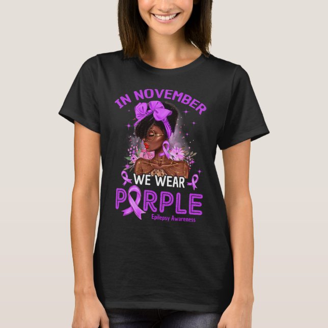 I november Bära Lila Black Women Epilepsy Aw T Shirt (Framsida)