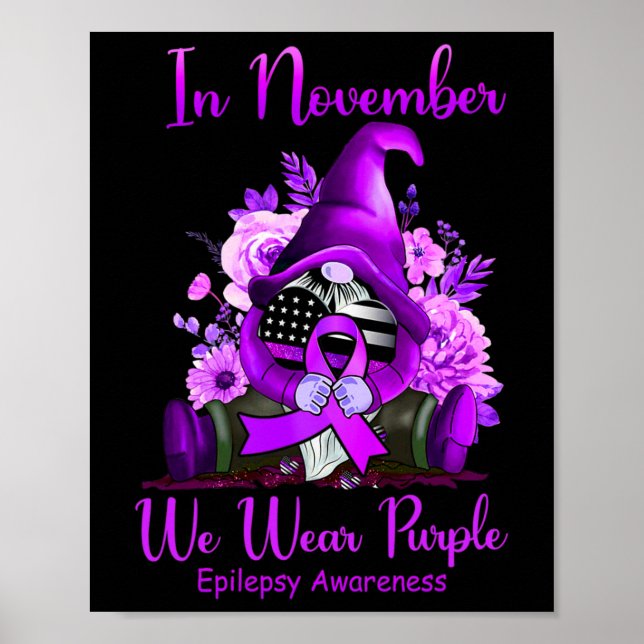 I november Bära Lila Gnome Ribbon Epilepsy A Poster (Framsidan)