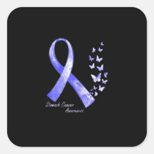 I november Bära Periwinkle Ribbon Stomach Canc Fyrkantigt Klistermärke