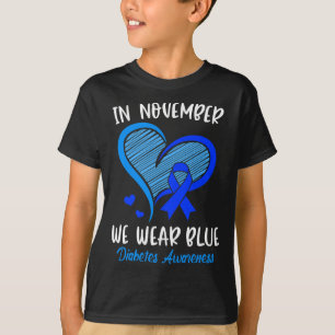 I november Bära vi Blue Cure Diabetes Awareness L. T Shirt