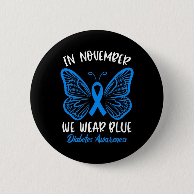 I november Bära vi Blue Diabetes Awareness Cute B Knapp (Framsida)