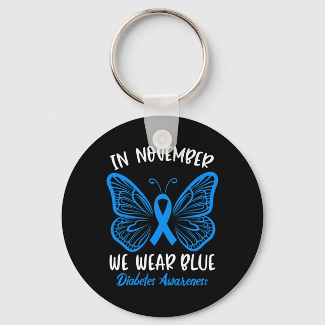 I november Bära vi Blue Diabetes Awareness Cute B Nyckelring (Framsida)