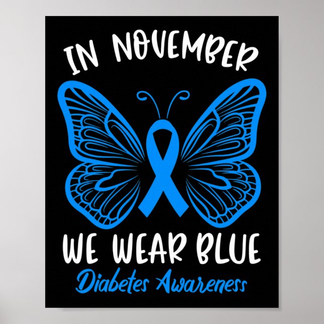 I november Bära vi Blue Diabetes Awareness Cute B Poster (Framsidan)