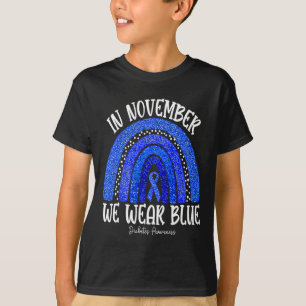I november Bära vi Blue Diabetes Awareness Rainbo T Shirt