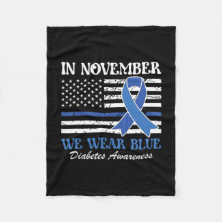 I november Bära vi Blue Diabetes Awareness Ribbon Fleecefilt