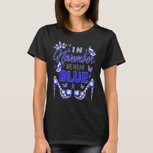 I november Bära vi Blue Diabetes Awareness Ribbon T Shirt