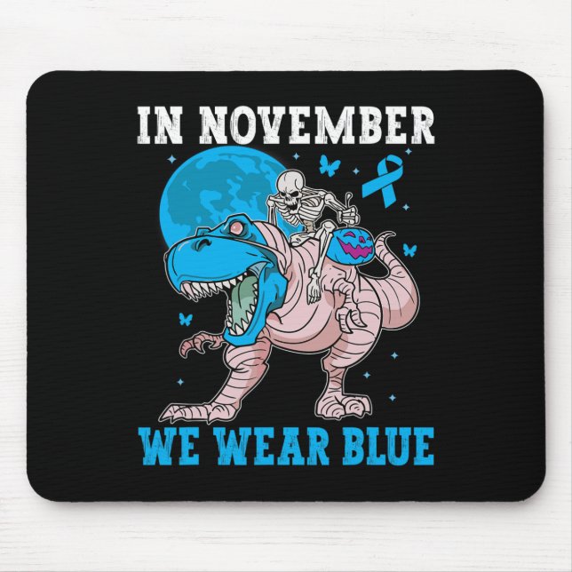 I november Bära vi Blue Diabetes Trex Dino Kids t Musmatta (Framsidan)