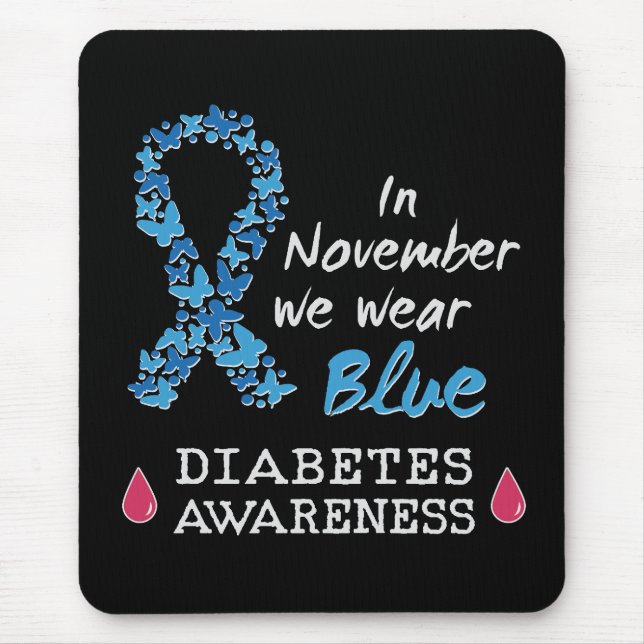 I november bäror vi blått, diabetesmedvetande musmatta (Framsidan)