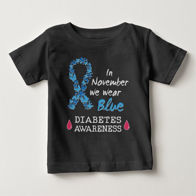 I november bäror vi blått, diabetesmedvetande t shirt (Framsida)