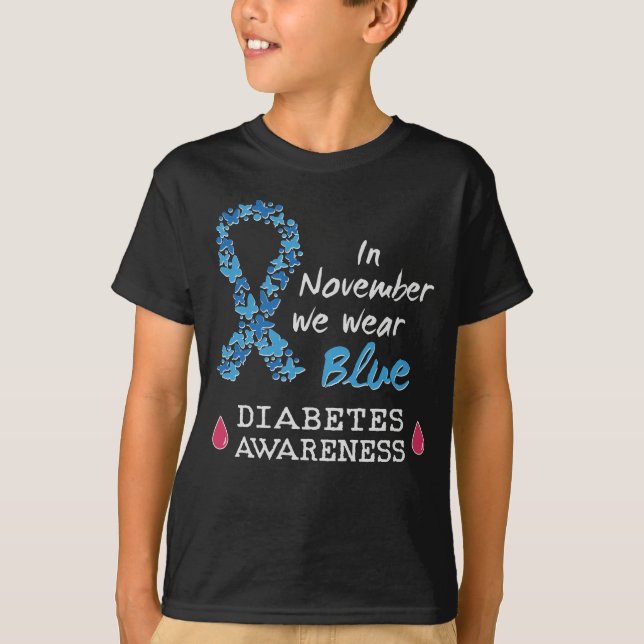 I november bäror vi blått, diabetesmedvetande t shirt (Framsida)