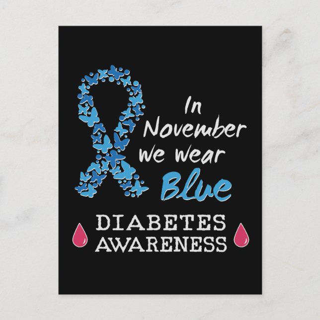 I november bäror vi blått, diabetesmedvetande vykort (Framsida)