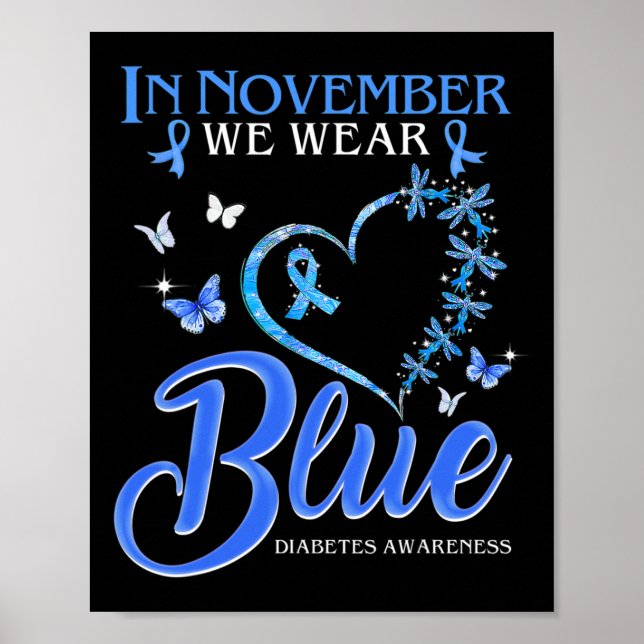 I november Bäror vi Blue Heart Butterfly Diabetes Poster (Framsidan)