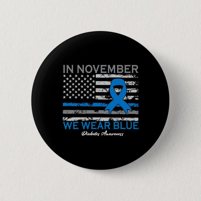 I november Bäror vi Blue T1d T2d Diabetes Knapp (Framsida)