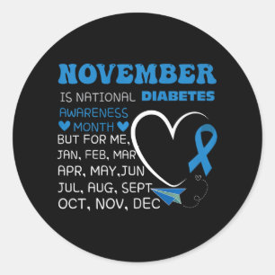 I november Bäror vi den blå diabetesmedvetandegrad Runt Klistermärke