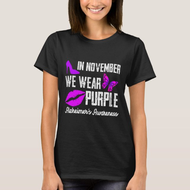 I november Bäror vi Lila Alzheimers medvetenhet T Shirt (Framsida)