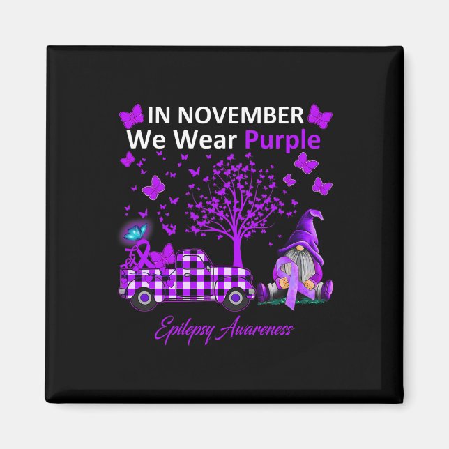 I november Bäror vi Lila Epilepsy Awareness Gift Magnet (Framsidan)