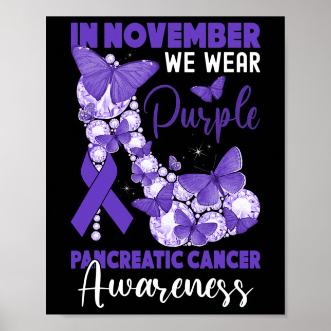 I november Bäror vi Lila Pankreascancer Hög Poster (Framsidan)