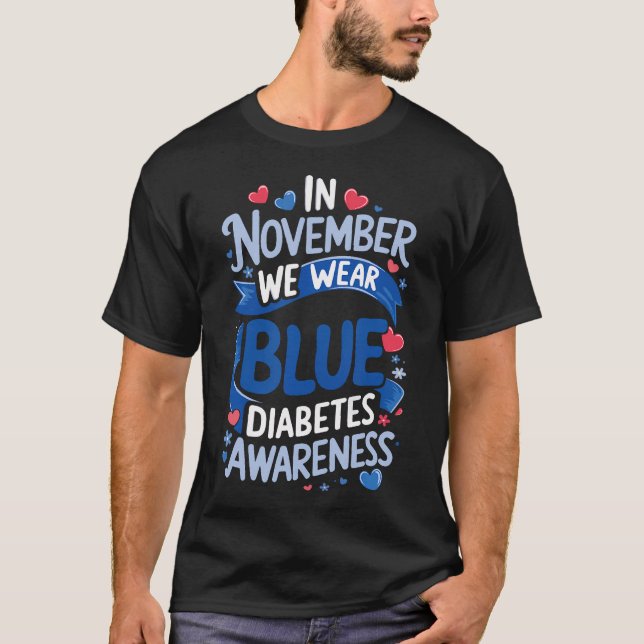 I november Bäror vi medvetenhet om blå diabetes T Shirt (Framsida)