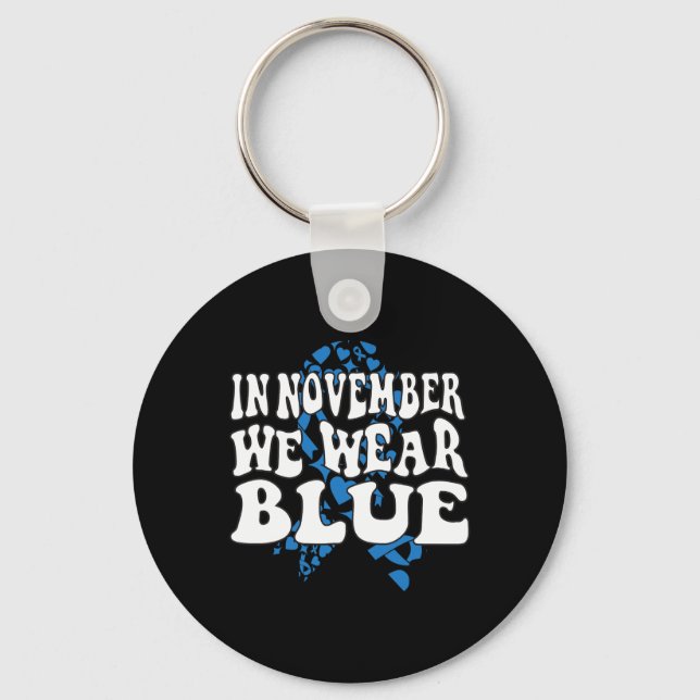 I november uppmärksammar vi Bära Blue Ribbon Diabe Nyckelring (Framsida)