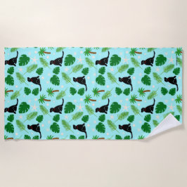 I Ocean Blue Tropical Black Hund Beach Towel