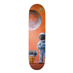 I Öga - Astronaut & Boombox Robot Mini Skateboard Bräda 18,5 Cm