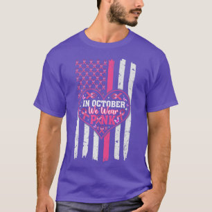 I oktober 2010 Bära Rosa Ribbon Vintage American U T Shirt