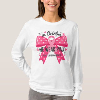 I oktober 2010 Bära vi Rosa Polka Dot Bow T Shirt