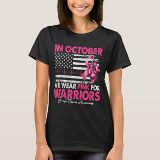 I oktober bär rosa för krigare bröstcancer t shirt