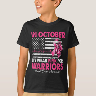 I oktober bär rosa för krigare bröstcancer t shirt