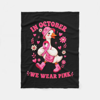 I oktober bär rosa gåsbröst cancer medvetenhet fleecefilt