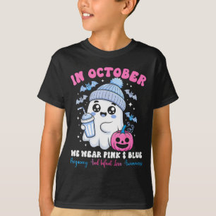I oktober bär rosa och blå spädbarnsfödsel t shirt