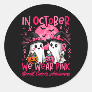 I oktober bär rosa spöke bröstcancer medvetenhet runt klistermärke