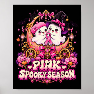 I oktober bär rosa spökhäxa bröstcancer poster