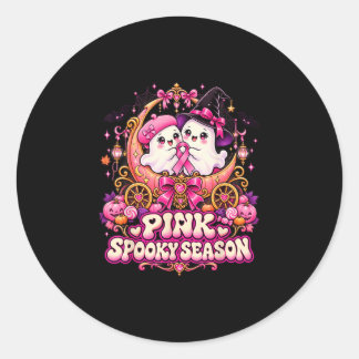 I oktober bär rosa spökhäxa bröstcancer runt klistermärke