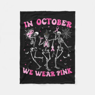 I oktober bär vi Nk Halloween bröstcancer skelett Fleecefilt
