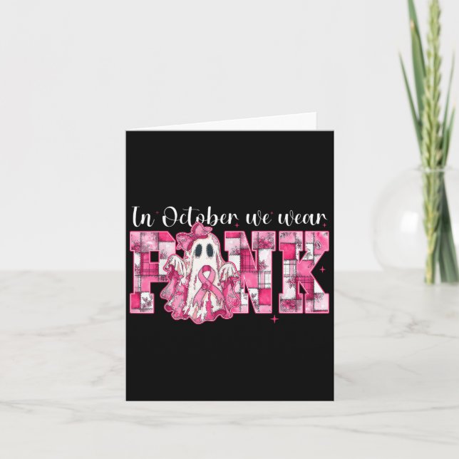 I Oktober Bär Vi Nk Spökhäxa Bröstcancer Påhitt Kort (Framsida)