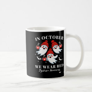 I oktober bär vi röd dyslexi medvetenhet Halloween Kaffemugg