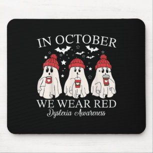 I Oktober Bär Vi Röd Ghost Teacher Dyslexi Medvete Musmatta