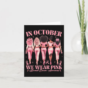 I Oktober Bär Vi Rosa Band Bröstcancer Medvetenhet Kort