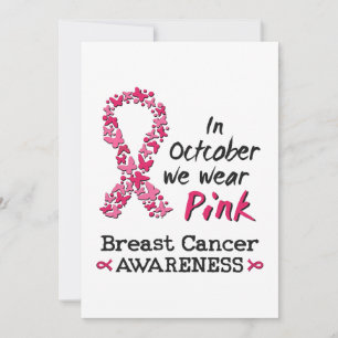 I oktober bär vi rosa Bröstcancer medvetenhet Inbjudningar